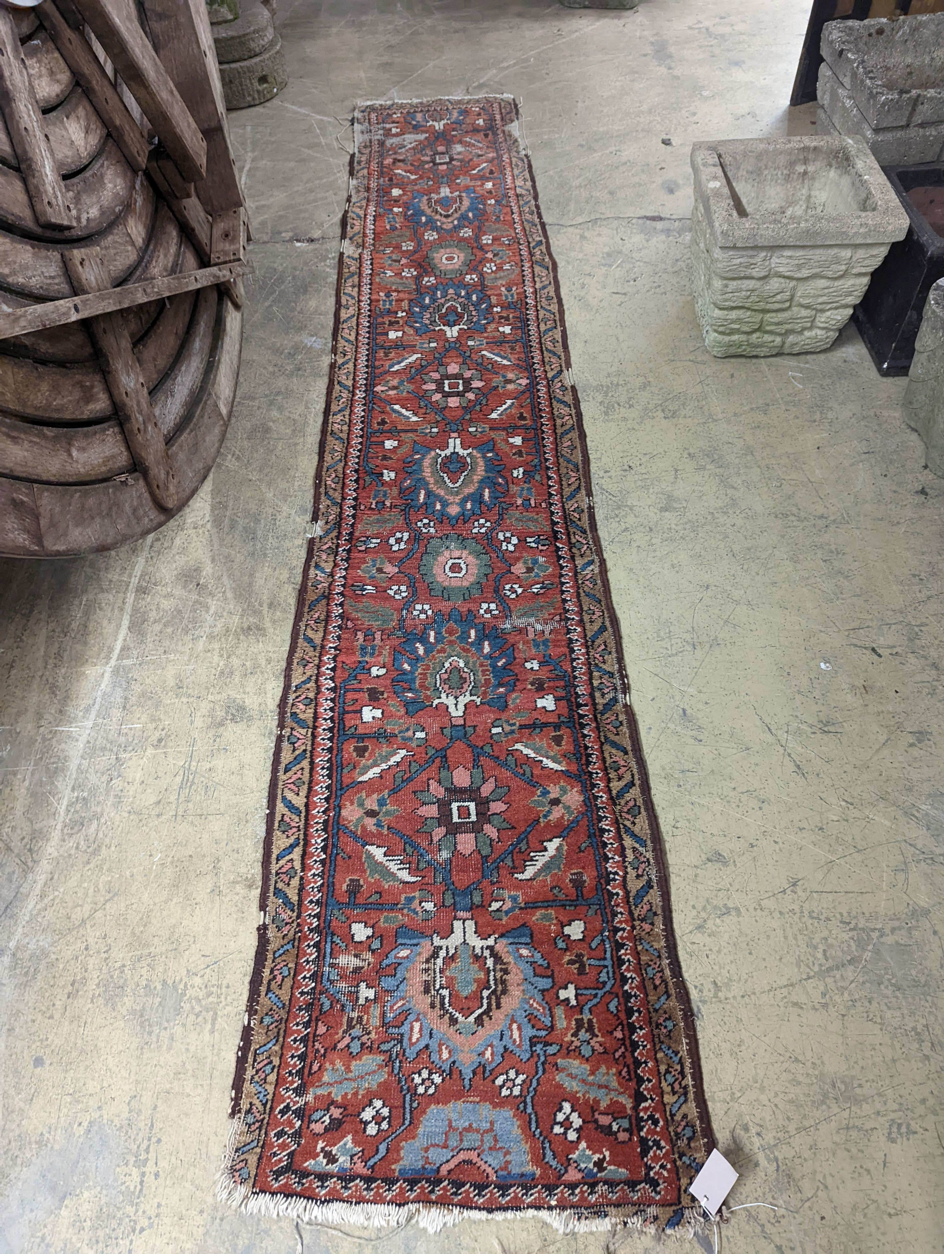 A Kilim polychrome flatweave rug, 168 x 132cm together with a Hamadan red ground runner